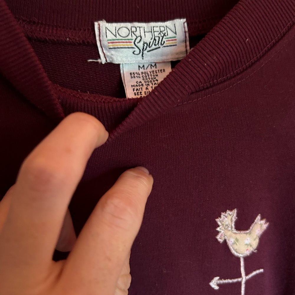 Women's Maroon Embroidered Cottage Sweatshirt - Picture 2 of 4